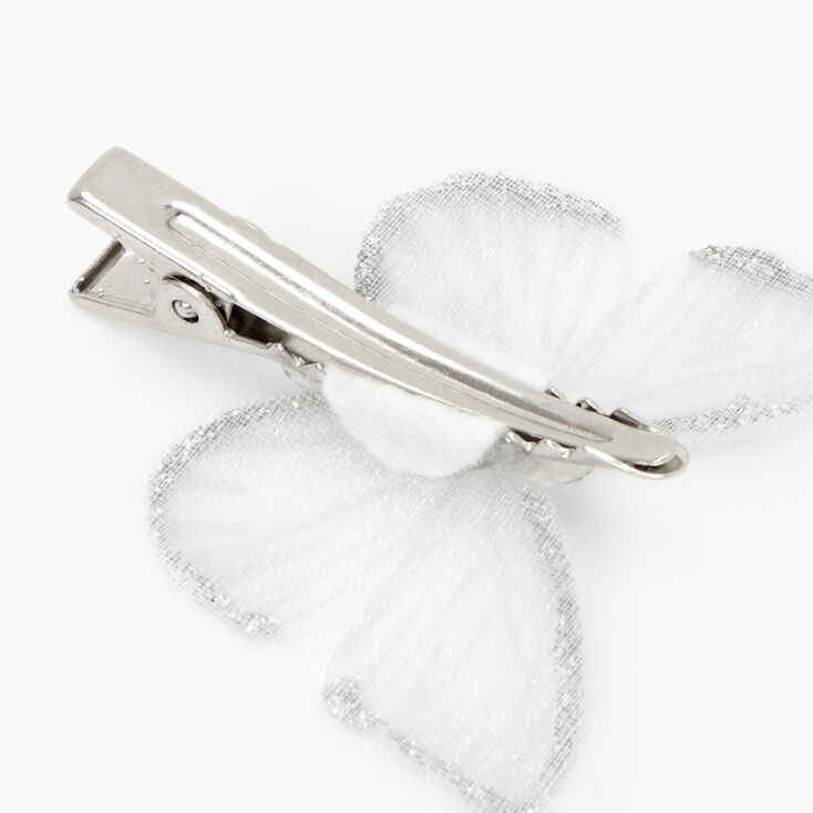 Silver Glitter Clear Butterfly Hair Clips - 3 Pack,