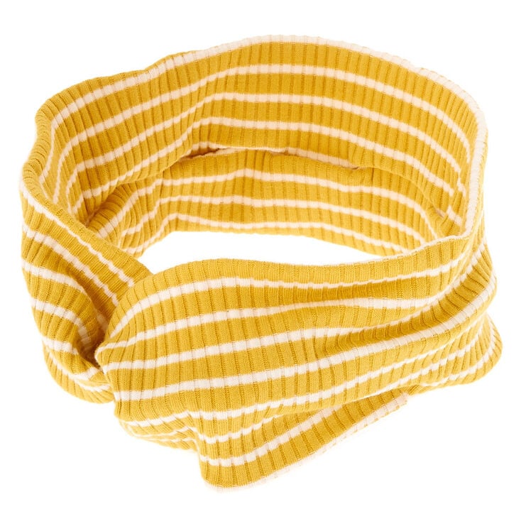 Rib Knit Stripe Headwrap - Mustard,