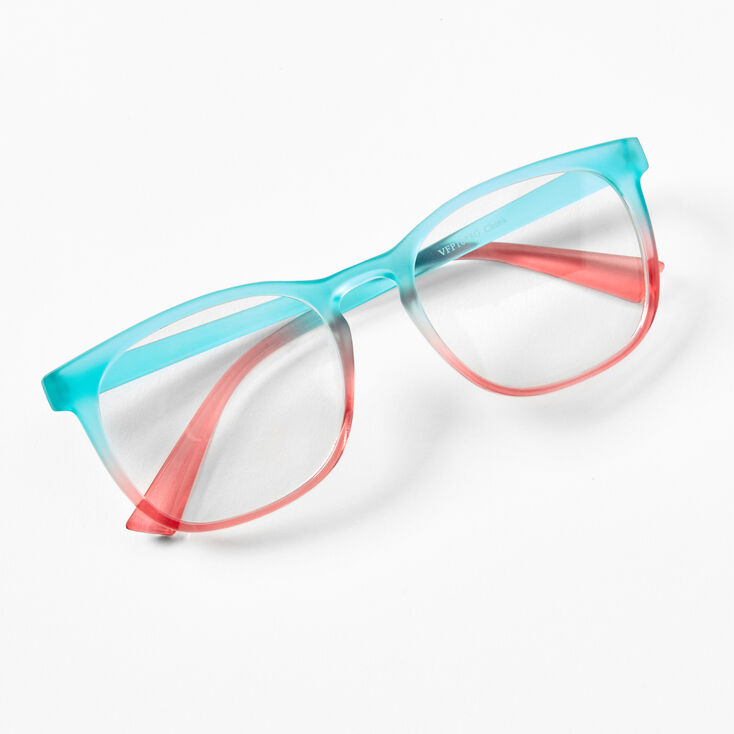 Blue &amp; Pink Ombre Retro Clear Lens Frames,