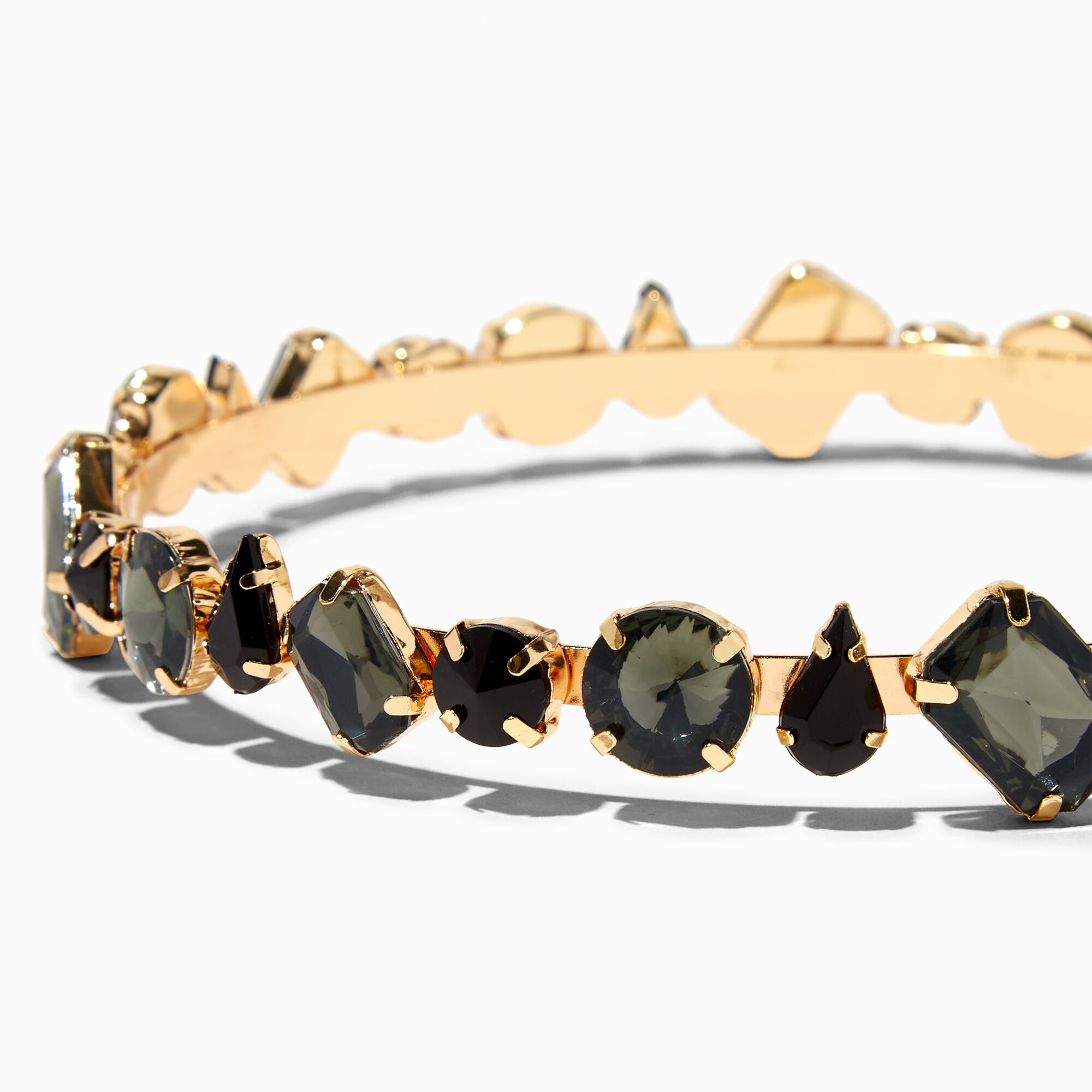 Black Rhinestone Gold Skinny Headband Icing US