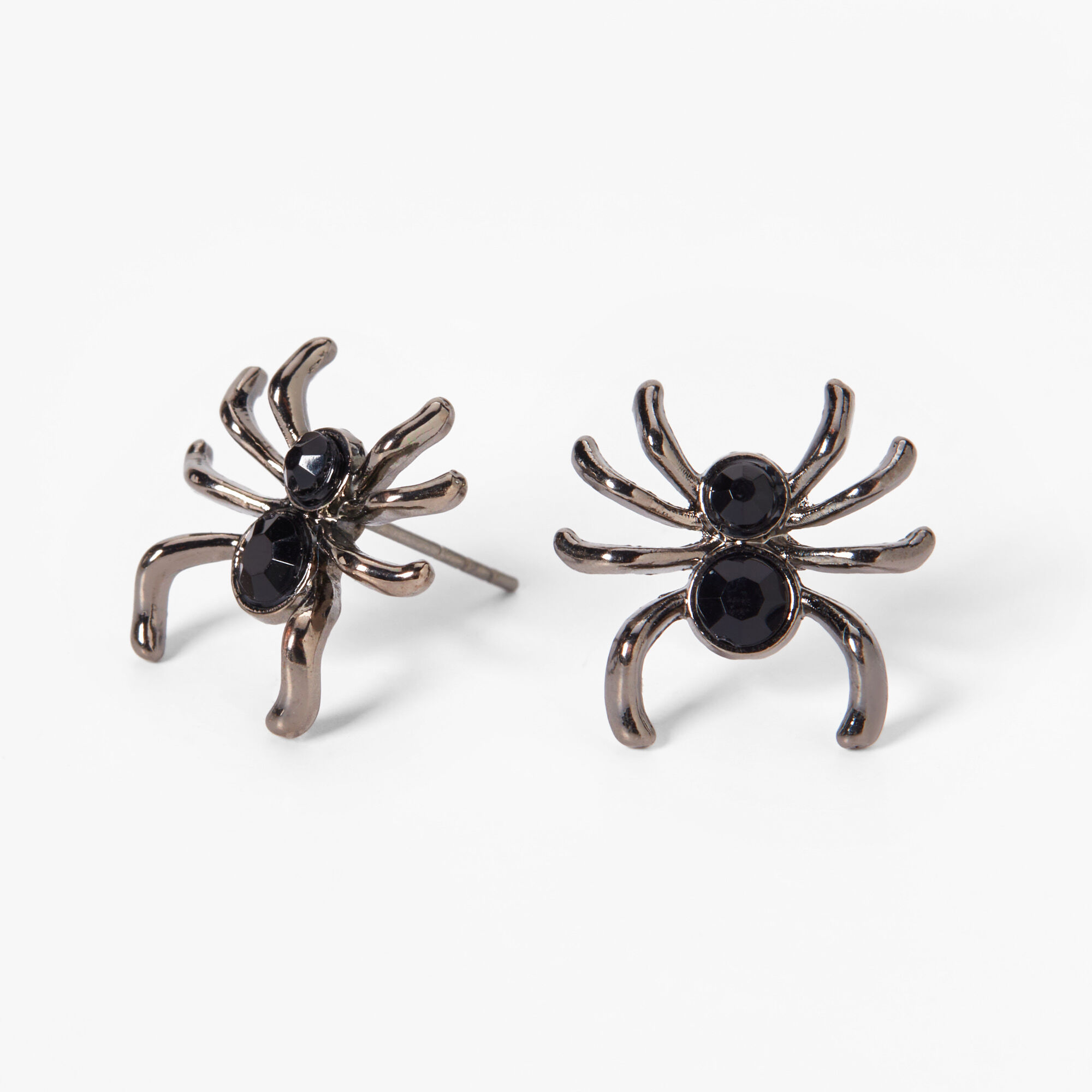 Halloween Faux Gemstone Spider Stud Earrings Black Icing US
