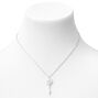 Silver Cubic Zirconia Key Pendant Necklace,