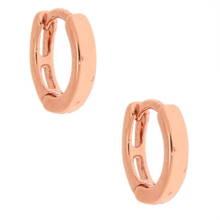 18kt Rose Gold Plated 10MM Clicker Hoop Earrings,