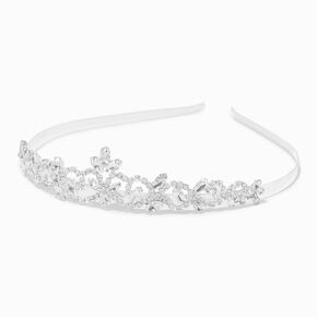 Silver Rhinestone Filigree Tiara,