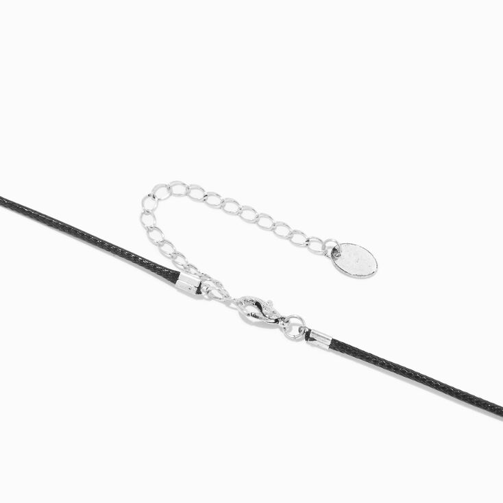Silver Medallion Cord Pendant Necklace,