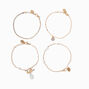 Gold Pearl Toggle Link Chain Bracelet Set - 4 Pack,