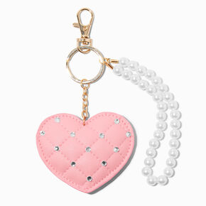 Quilted Pink Heart Wristlet Keychain,