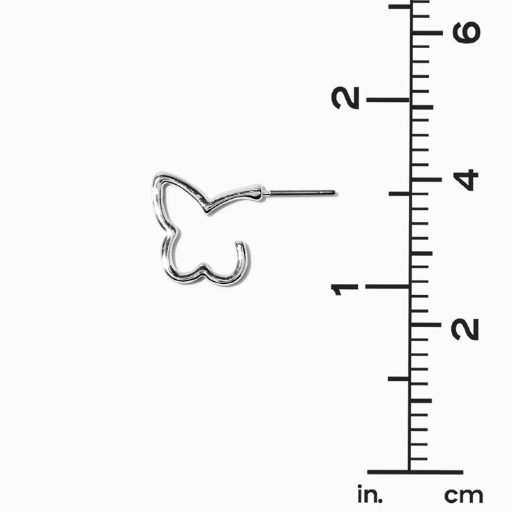 Silver-tone Butterfly 10MM Hoop Earrings,