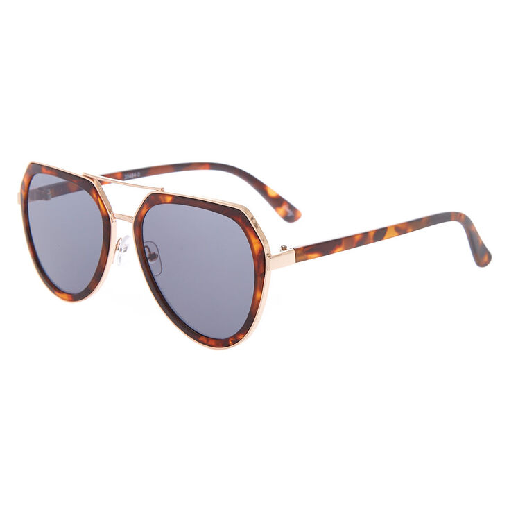 Tortoiseshell Aviator Sunglasses - Brown,