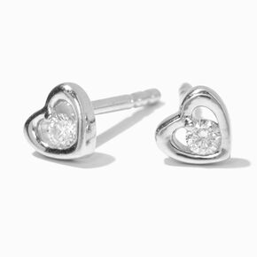 ICING Select Sterling Silver 1/20 ct. tw. Lab Grown Diamond Open Heart Stud Earrings,