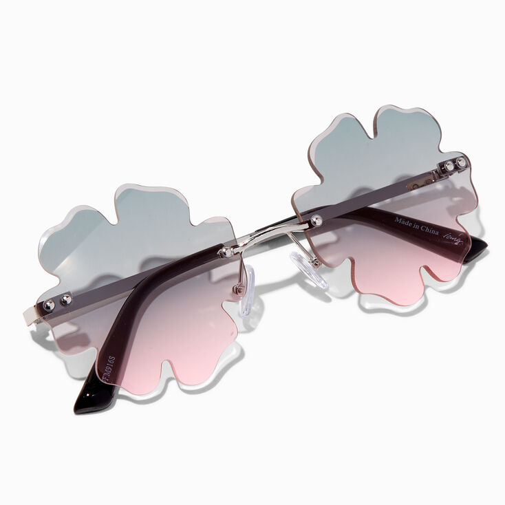 Hibiscus Flower Faded Lens Sunglasses,