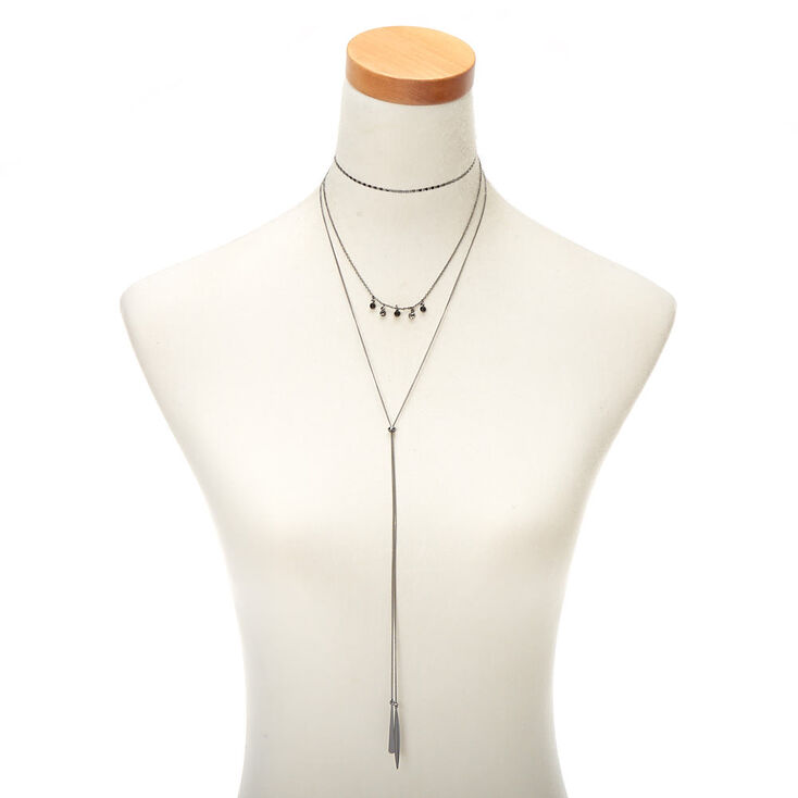 Hematite Chain Multi Strand Necklace,