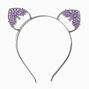 Purple Flower Silver Cat Ears Headband,