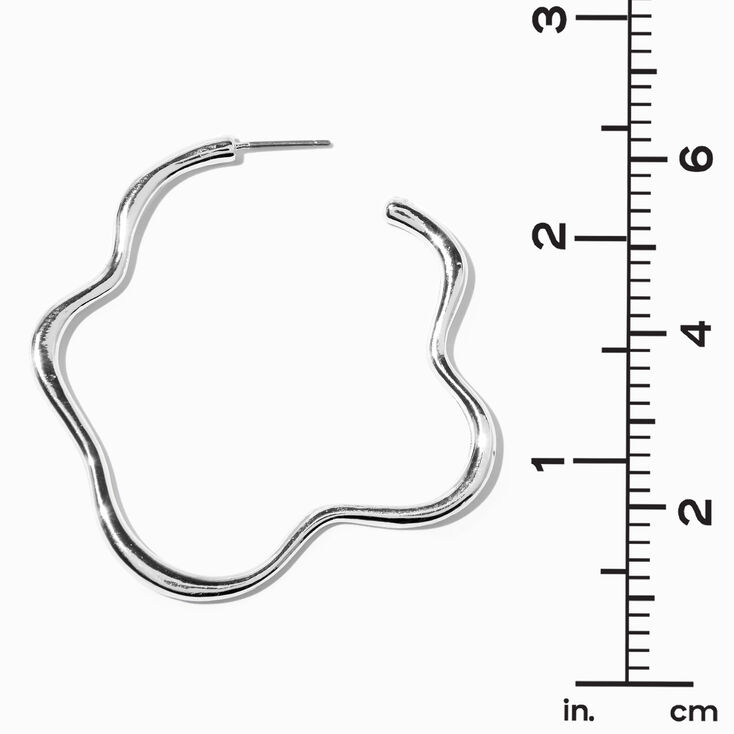 Silver-tone Squiggle 60MM Hoops,