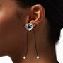 Black Heart Tie 3&quot; Drop Earrings,