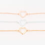 Mixed Metal Heart Cutout Chain Bracelets - 3 Pack,