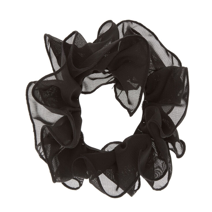 Black Mesh Ruched Hair Scrunchie,