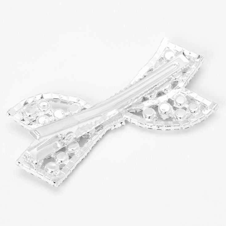Silver Rhinestone Bow Hair Clip,