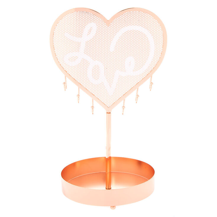 Love Heart Jewelry Holder Stand - Rose Gold,