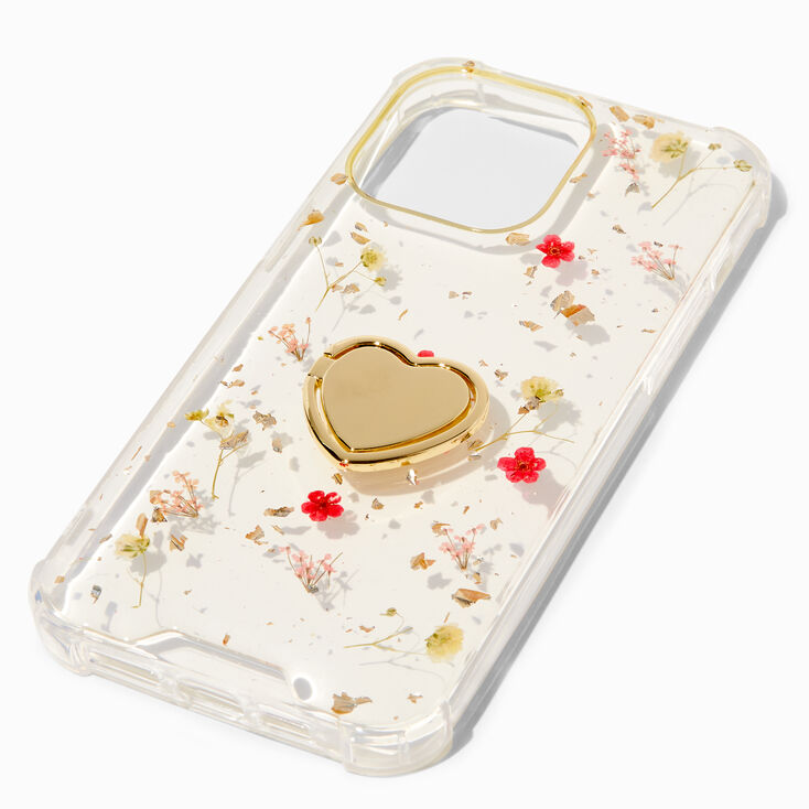 Heart Ring Holder Pressed Flowers Phone Case - Fits iPhone&reg; 14 Pro Max,