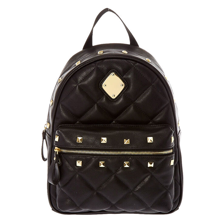 Faux Leather Studded Midi Backpack,