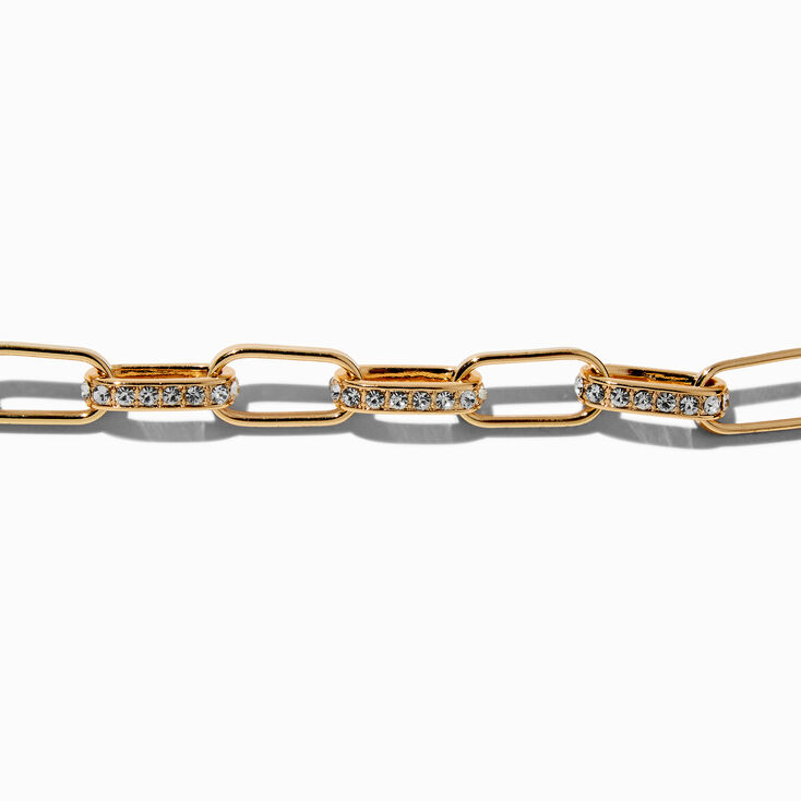 Gold-tone Toggle Embellished Chain Link Bracelet,