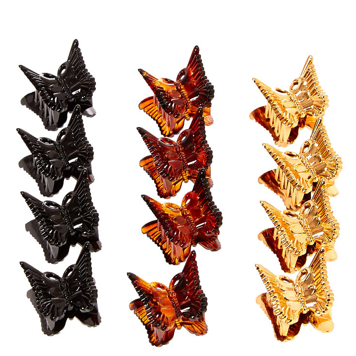 12 Pack Mixed Neutral Butterfly Hair Claws,