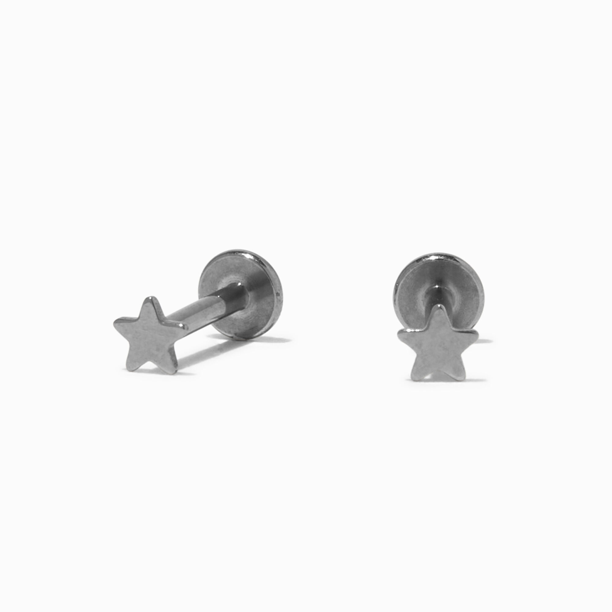 Icing Select Silver Titanium Micro Star Flat Back Stud Earrings