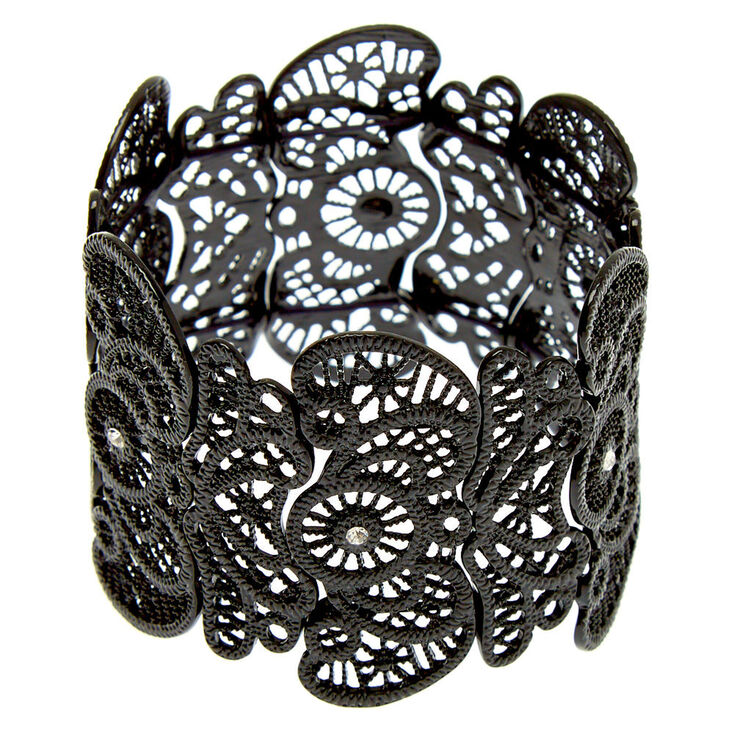 Filigree Stretch Bracelet - Black,