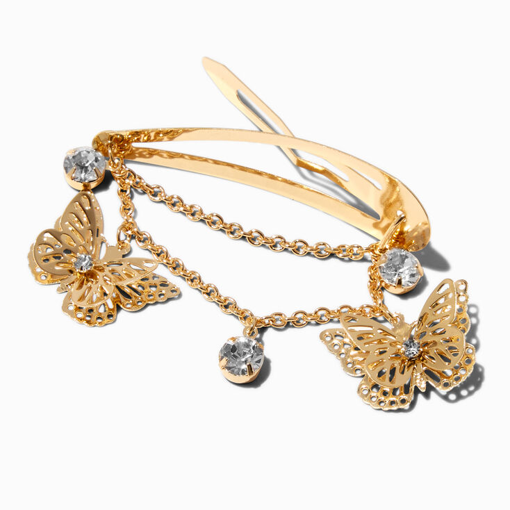 Gold-Tone Butterfly Swag Snap Hair Clip,