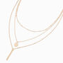 Gold Stick Multi-Strand Chain Necklace,