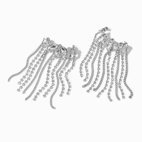 Crystal Fringe Silver-tone Ear Crawler Earrings,