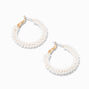 White Bead 30MM Hoop Earrings,