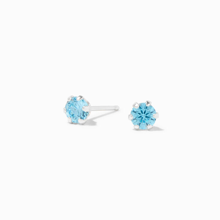 Icing Select Sterling Silver Aqua Cubic Zirconia 4MM Cupcake Stud Earrings,