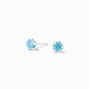 Icing Select Sterling Silver Aqua Cubic Zirconia 4MM Cupcake Stud Earrings,