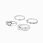 Bow &amp; Heart Silver-tone Ring Stack Set - 4 Pack,