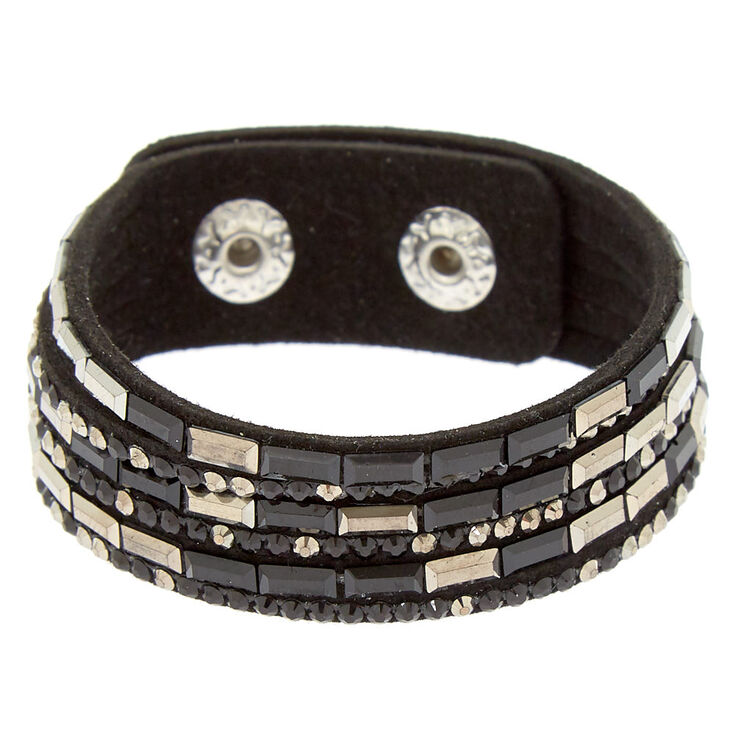 Studded Layered Wrap Bracelet - Hematite,