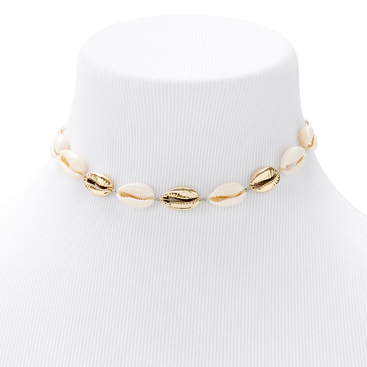 Gold Cowrie Shell Choker Necklace,