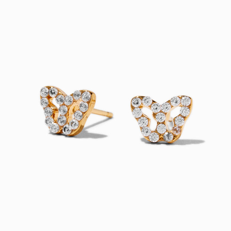 Icing Select 18k Yellow Gold Plated Cubic Zirconia Pav&eacute; Butterfly Earrings,