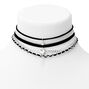 Silver-tone Heart Star Mixed Cord Choker Necklaces - 5 Pack,