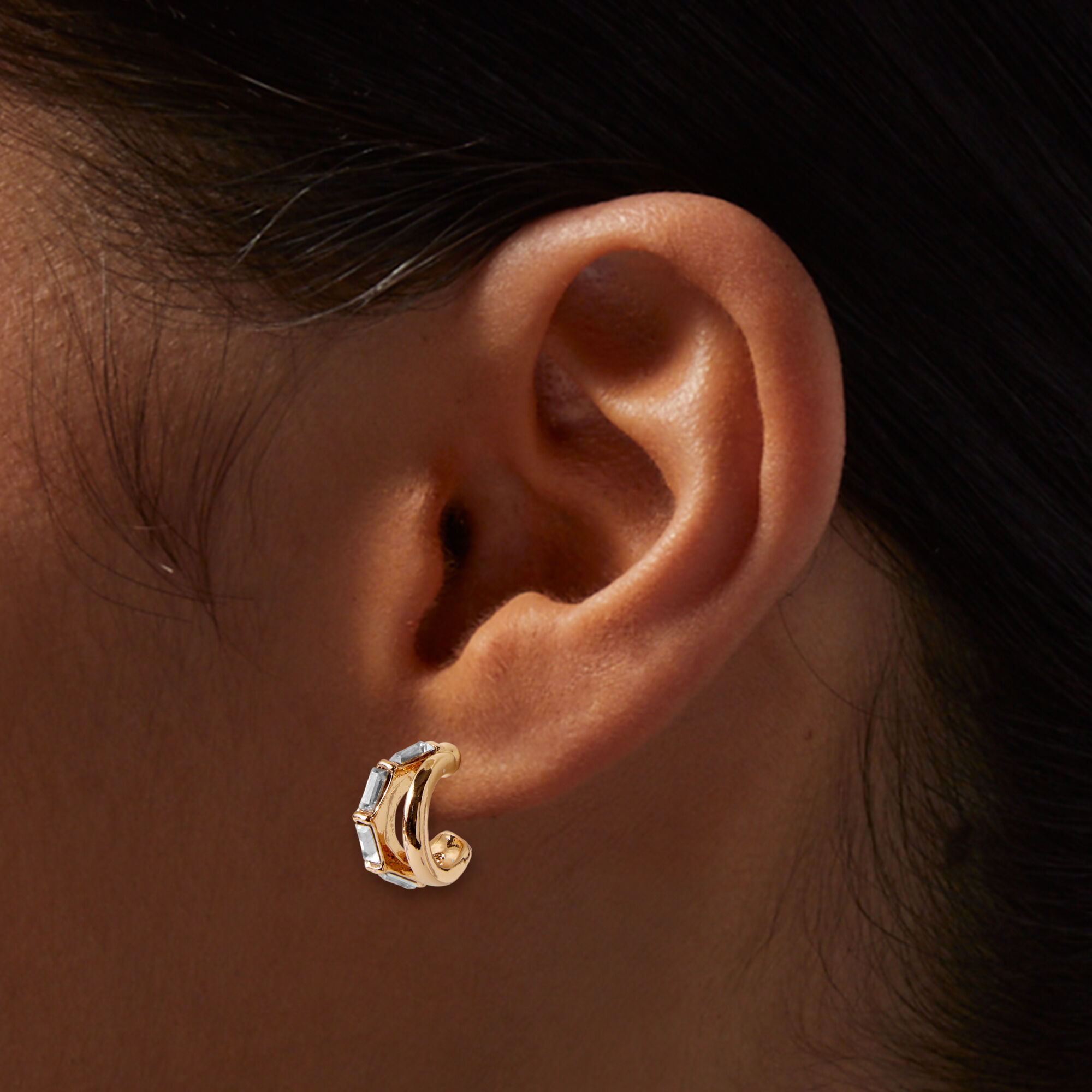 Triple gold hoop earrings discount