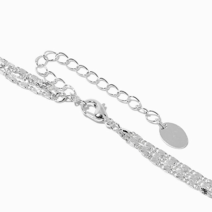 Multi strand silver tone cord necklace magnetic clasp