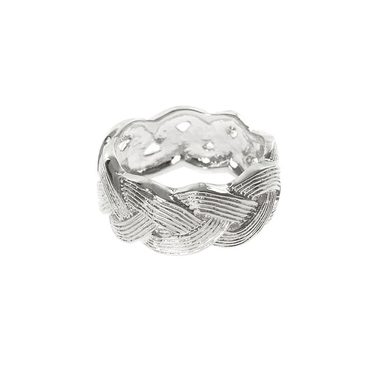 Textured Silver Basket Weave Band Ring,
