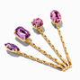 Purple Gemstone Gold Hair Pins - 4 Pack,