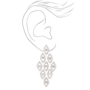 Silver 2.5&quot; Glass Rhinestone Chandelier Earrings,