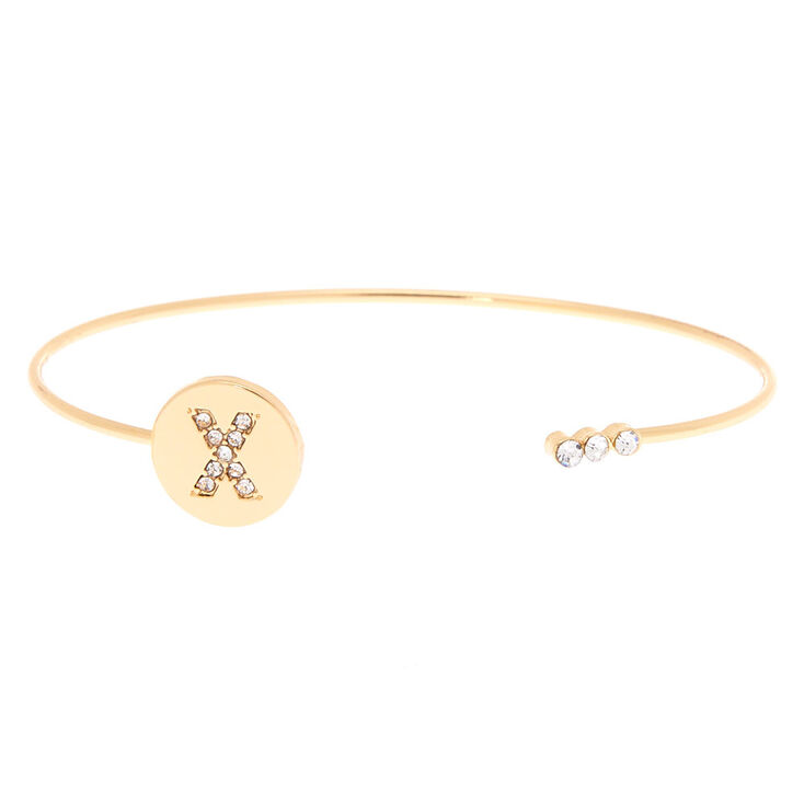 Gold Initial Cuff Bracelet - X,