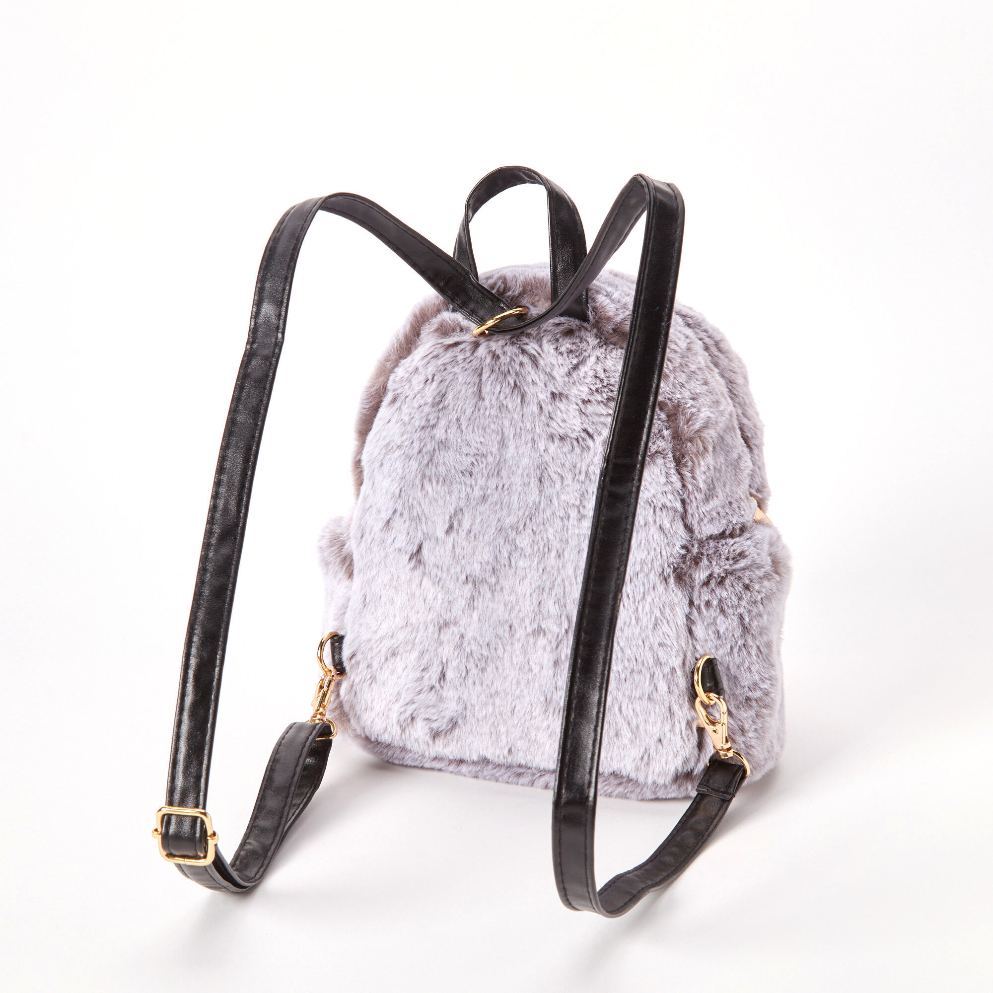 Grey Faux Fur Mini Backpack