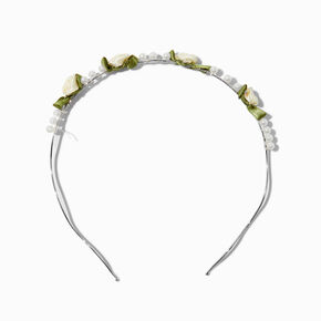 Ivory Flower &amp; Pearl Embellished Headband,