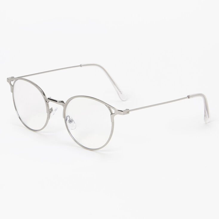 Solar Blue Light Reducing Round Clear Lens Frames - Silver,