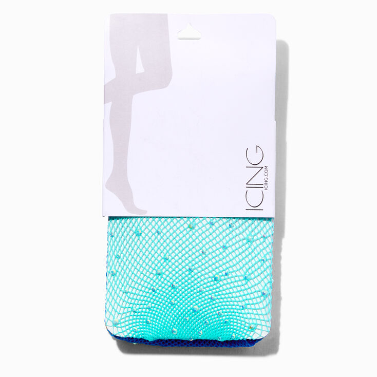 Iridescent Mermaid Scales Fishnet Tights - S/M,